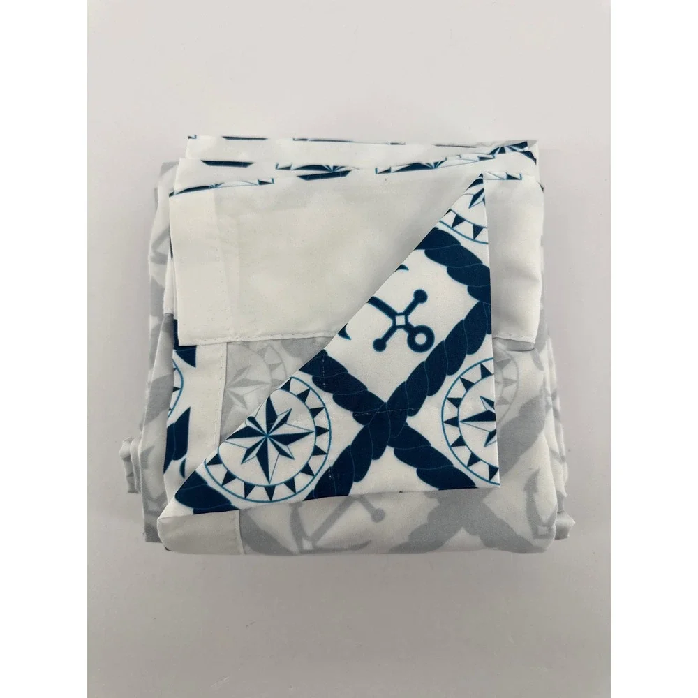 Ambesonne Nautical Anchor Compass Window Curtains Navy White 2 Panels 56x84